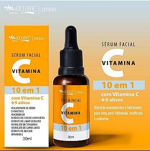 Sérum Facial Vitamina C 10 em 1 Com Vitamina C + 9 Ativos 30ml - Max Love