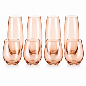 Kit 8 Copos De Vidro Apricot Damasco Suco Água Drink Damasco