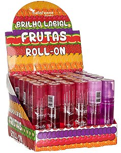 Brilho Labial Roll-On Frutas – Display com 36 unidades