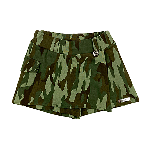 Short Saia em Bico Xadrez Preto e Branco Infantil Juvenil Mila