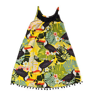 Vestido Infantil Verão Estampa Tucano