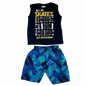 Conj. Regata Bermuda Skates Marinho Azul