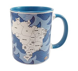 Caneca Mapa do Brasil com Foto + Caneta Permanente Prata