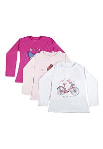 Kit Blusa Infantil Menina com Estampa - Pink