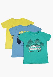 Kit Camiseta Infantil Menino com Estampa - Verde