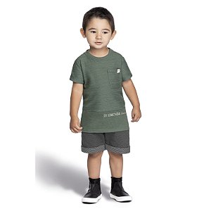 Camiseta Infantil Menino Malha Texturizada Barquinhos Verde Coloritá