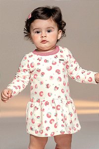Vestido Moletom Bebê Menina Peluciado Bolinhas Creme Colorittá
