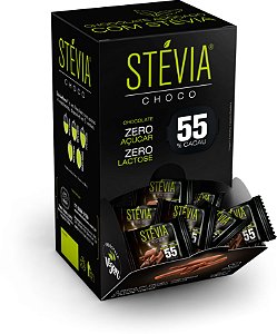 Display STÉVIA CHOCO 55% cacau com 30 mini tabletes de 5g