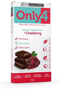 ONLY4 CRANBERRY 70% cacau - tablete 80g