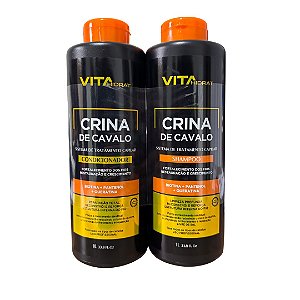 Kit Shampoo e Condicionador Para Crescimento Acelerado dos Cabelos Crina de Cavalo Vita Hidrat 1L