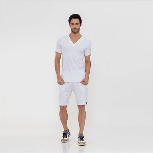 Camiseta Gola Retilínea Branco