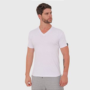 Camiseta Slim Basic Gola V Branco