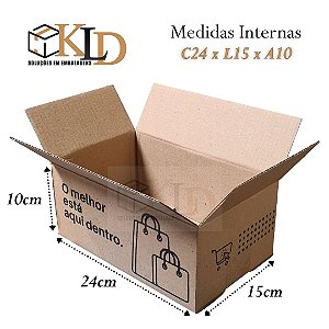 200 caixas de papelão - MEDIDAS 24x15x10 cm | 1º LINHA - PERSONALIZAÇÃO PADRÃO KLD