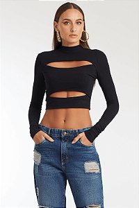 BLUSA CROPPED MANGA LONGA CUT OUT ALL IS LOVE