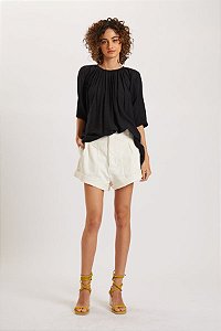 TSHIRT GOLA FRANZIDA PRETA ANIMALE