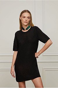 VESTIDO GR TRICOT LUREX PRETO ANIMALE