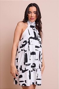 VESTIDO MINI AMARRAÇÃO ABSTRATO ANIMALE