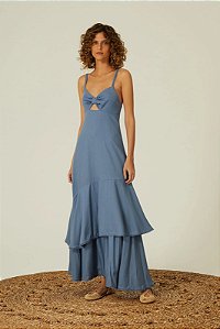VESTIDO DETALHE RENDA AZUL BAHAMAS-MARIA FILÓ