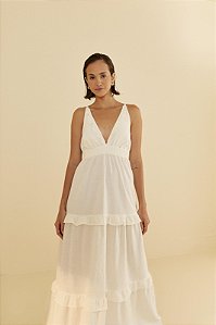 VESTIDO CROPPED DECOTE OFF WHITE FARM
