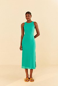 VESTIDO DECOTE COSTAS RIB VERDE CARDO FARM
