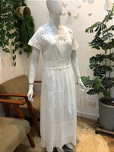 Vestido branco laise Indiano - Blessedscs