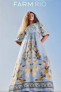 VESTIDO BORDADO BORBOLETA EM FLOR FARM VERÃO 2025