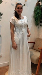 VESTIDO LONGO INDIANO BOHO CHIC BRANCO
