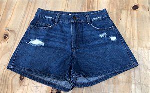 Short Jeans Feminino Hot Pants Cintura Alta Desfiado Cós alto   Hering