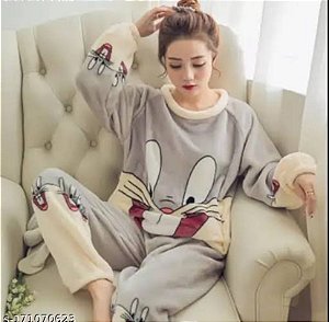PIJAMA DESENHOS ANIMADOS FLANELADO - CINZA