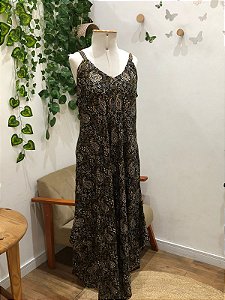 Vestido Midi Paisleys Escuro  Indiano-Palak