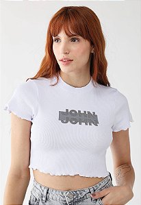Camiseta Cropped John John Mind Off-White