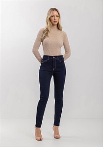 Calça Jeans Skinny De Cintura Alta Com Bolsos E Elastano Lez a Lez
