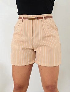 SHORT DE ALFAIATARIA BEGE LISTRADO