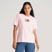 Camiseta Tommy Jeans Reta Logo Rosa