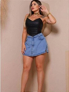 Corselet Cropped Tomara Que Caia Em Couro Com Bojo E forro Moda Feminina Casual