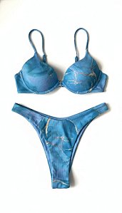 Conjunto biquiní canga marmorizado