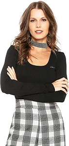 Blusa Colcci Basics Canelada Manga Longa Feminina