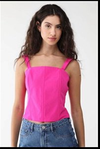Blusa Cropped My Favorite Things Ajustada Corset Rosa