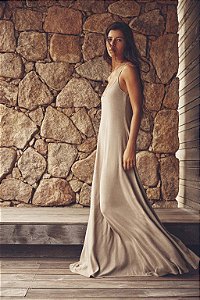 Vestido De Alças Zara Bege