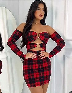 Vestido Feminino Curto Moda Xadrez