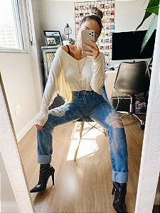 Calça Jeans Reta Wide Leg Nina Escura - @usemika