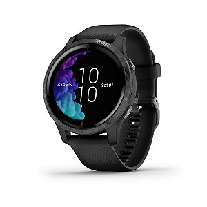 Relógio Garmin Venu Preto com Monitor Cardíaco de Pulso e GPS