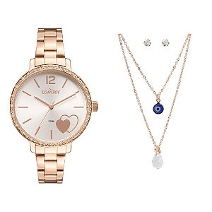 Kit Relógio Condor Feminino COPC21AEEH/K4J + colar e brincos
