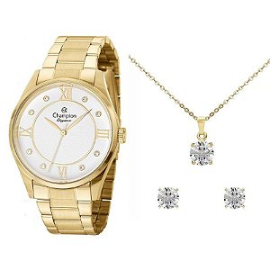 Relógio Champion Feminino CN25038W com Colar e Brincos