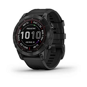 Relógio Smartwatch e monitor cardíaco de Pulso e GPS Garmin Fênix 7 Safira Solar Titânio - Preto