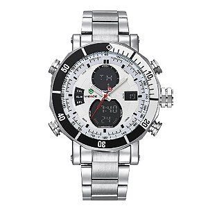 Relógio Masculino Weide AnaDigi WH-5203 – Prata e Branco