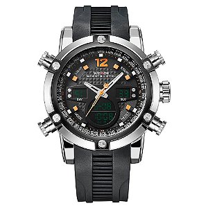 Relógio Masculino Weide AnaDigi WH5205 – Prata e Laranja
