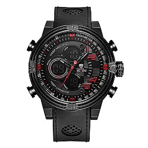 Relógio Masculino Weide AnaDigi WH5209B – Preto e Vermelho