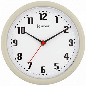 Relógio de Parede Herweg 6102-032 Quartz Redondo 22cm Marfim