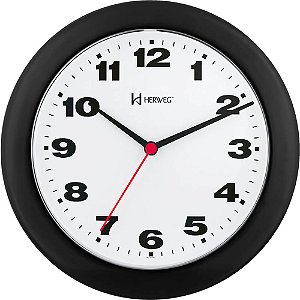 Relógio de Parede Herweg 6103-034 Quartz Redondo 21cm  Preto